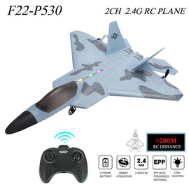 2024 Top P530 2.4G 2CH RC Airplane Raptor F22 Warplane Version LED Light With Gyroscope Toys A Gift For Boys with Easy Flying - KTS Aerials