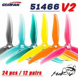 24pcs/12 pairs Gemfan 51466 V2 5inch 3 Blade/Tri-Blade Propeller Props FPV Brushless motor For FPV Racing Drone 6 Colors Yellow - KTS Aerials