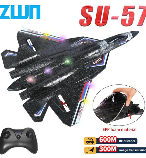 RC Plane SU57 2.4G With LED Lights Aircraft Remote Control Flying Model Glider EPP Foam Toys Airplane For Children Gifts - KTS Aerials