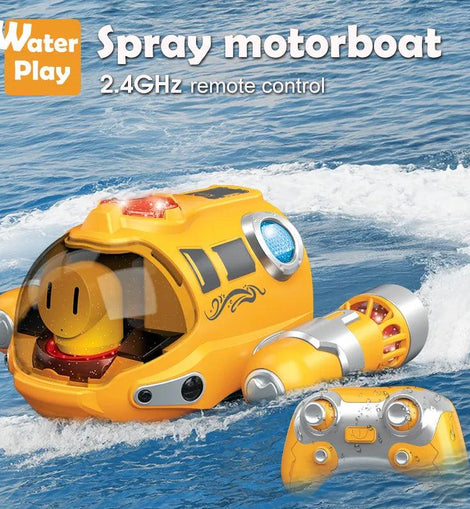 2.4GHz Remote Control Motorboat Waterproof Spray Swimming Pool Bathing RC Steamboat Toys For Boys And Girls Children's Gift - KTS Aerials