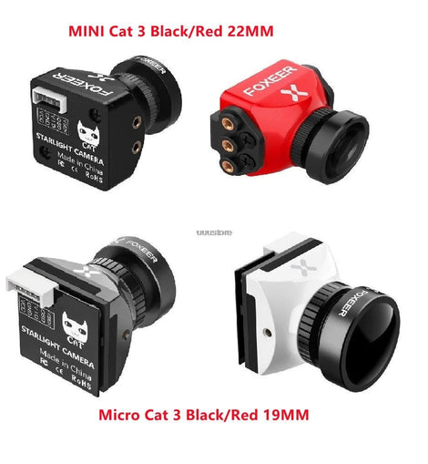 Foxeer Cat 3 Mini 22mm/Micro 19mm 1200TVL Starlight 0.00001Lux FPV Camera Low Latency Low Noise FPV Camera For RC Racing Drone - KTS Aerials