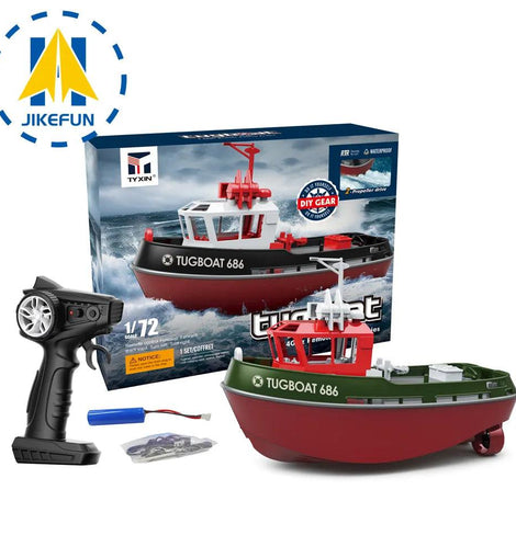 JIKEFUN 686 Rc Boat 2.4G 1/72 Powerful Dual Motor Long Range Wireless Electric Remote Control Tugboat Model Toys for Boys Gift - KTS Aerials