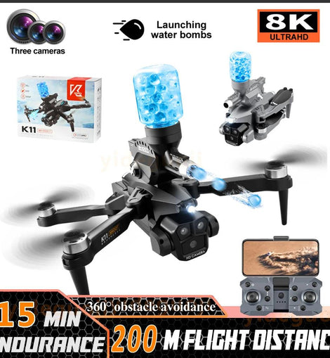 K11Max Dron with Water Bombs Aerial Photography Drone 4K Three Camera 360° Obstacle Avoidance Foldable Optical Flow Quadcopter - KTS Aerials