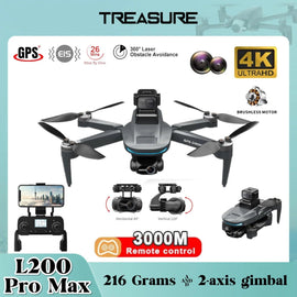L200 PRO MAX Drone 4K Professional 2-Axis Gimbal 360° Obstacle Avoidance Brushless Motor GPS Quadcopter FPV RC Drones - KTS Aerials