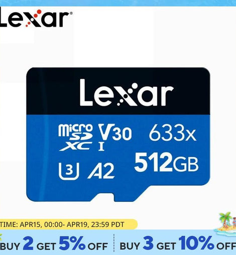 Lexar Original Micro SD Card 128GB 32GB 64GB 256GB 512GB Memory Cards A1 A2 Class10 TF Flash Card for Drone Sport Camcorder - KTS Aerials
