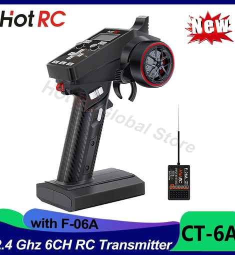 NEWEST HOTRC CT-6A 2.4GHz 6CH 6 Channels One-handed Control Radio Transmitter 300m Distance For RC Toy Car Boat Drone Parts - KTS Aerials