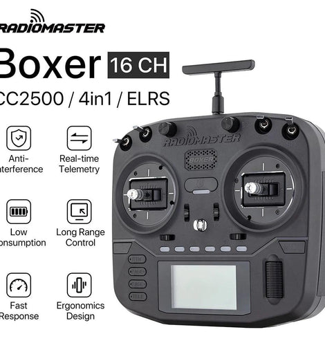 RadioMaster Boxer Radio Transmitter 2.4G 16CH Hall Gimbals RC Remote Controller with Carrying Case CC2500 ELRS 4in1 for RC Drone - KTS Aerials