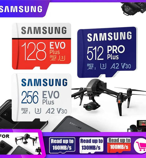 SAMSUNG Original Micro SD 64GB Memori Memory Card C10 TF MicroSD TF Cards SDXC 128GB 256GB 512GB U3 4K For Phone Drone Camera - KTS Aerials