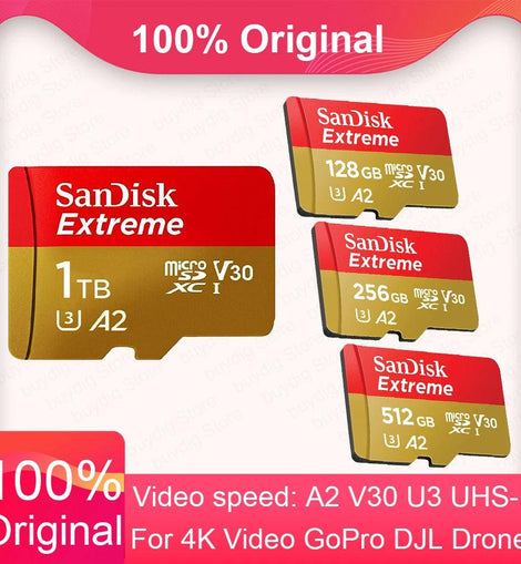 SanDisk Extreme Micro SD Card 32GB A1 512GB A2 64GB 128GB 256GB C10 1TB Flash Memory Card U3 V30 TF Card for Sports Camera Drone - KTS Aerials