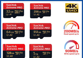 SanDisk Extreme Pro Micro SD Card with Memory Card Adapter for Camera, DJI, SDXC, UHS-I, 128GB, 512GB, 1T, U3, V30, TF, 256GB - KTS Aerials