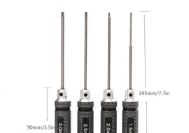 Top Quality Titanium Nitride TiNi Hex Driver Wrench Screwdriver 1/4 Piece Set 1.5mm/2mm/2.5mm/3.0mm For RC Helicopter - KTS Aerials