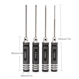 Top Quality Titanium Nitride TiNi Hex Driver Wrench Screwdriver 1/4 Piece Set 1.5mm/2mm/2.5mm/3.0mm For RC Helicopter - KTS Aerials